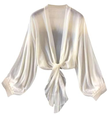 GORGLITTER Damblus, transparent chiffong, skjorta med knutar, sommar, kimono, cardigan, lätt topp, chiffongblus, semester, outfit