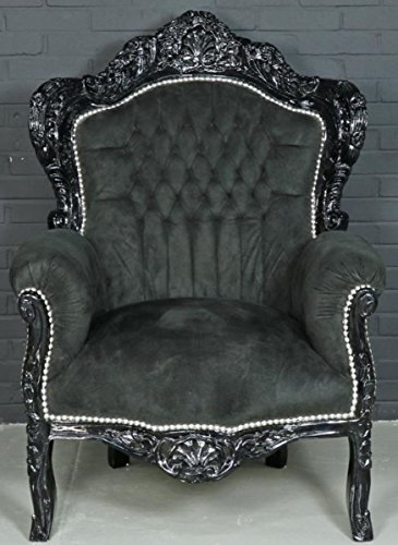 Casa Padrino Barock Sessel Schwarz 85 x 85 x H. 120 cm - Barockstil Wohnzimmer Sessel