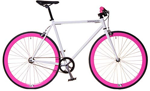 Kamikaze Bicicleta Fixie Blanca Rosa (L)