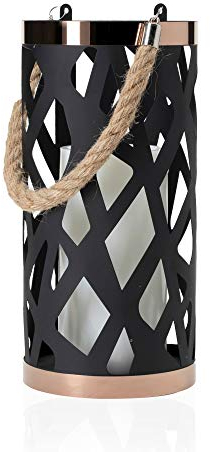 Pauleen 480.12 48012 Soul Bougie LED Effet vacillant Chaud Lanterne d'extérieur Déco Noir Blanc IP44 Métal/Plastique