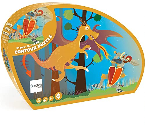 SCRATCH 276181132 Shape Puzzle Drache, Konturpuzzle für Kinder ab 4 Jahren, 61 Teile