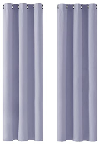 Deconovo Functional Thermal Insulated Blackout Curtains Eyelet Energy Saving Curtains for Kids Bedroom Light Purple W42 x L84 Inch One Pair