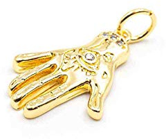 Vintageparts Anhänger als Hand mit Zirkonia und 18k Goldbeschichtung 1 Stück Schmuck selber Machen Schmuckanhänger Kettenanhänger Schmucksteine