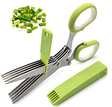 SeaNpem - Set di forbici per erbe, con 5 lame in acciaio inox, multiuso, per tagliare le erbe aromatiche, lavabili in lavastoviglie