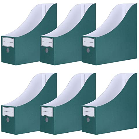 Srvnpioy Portariviste Carton, 6 pezzi, Colore Verde, Dorso da 10 cm, Dimensioni 26,7 x 26 x 10,2 cm, per Archivi, Cartelle e Cancelleria