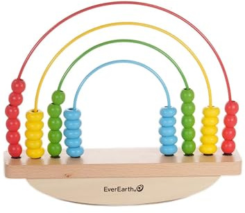 EverEarth Rainbow Wooden Balancing Game - Educational Toy Balance Abacus for Learning - Montessori Counting Frame for Balancing - Children's Toy with Motor Skills Loop - Motor Skills Toy EE33897