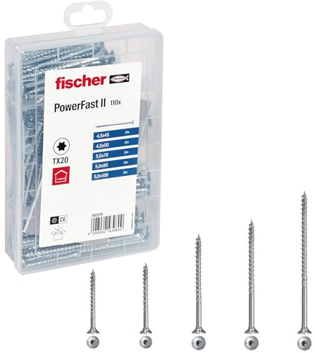 Fischer ProfiBox 110x Viti per Legno Torx PowerFast FPF II CTP, Filetto Parziale, Autofilettanti, Testa Svasata, 562274
