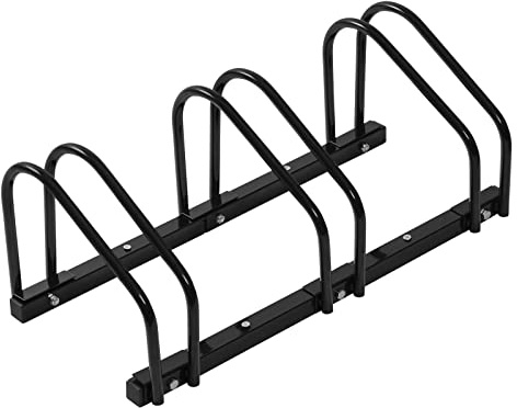 WOLTU Râtelier Vélo pour 3 Vélos Range Vélo au Sol ou Mural Support pour Bicyclettes Porte-vélos en Métal Noir