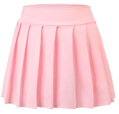 Bezioner Tenniskjol för flickor plisserade golfkjolar skoluniform med inre shorts och 2 fickor, Färg: rosa, 10-12 år