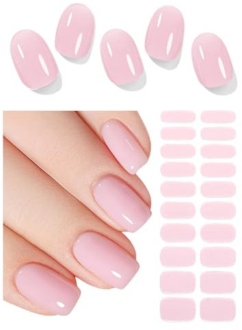 Wahrshei Unghie Gel Adesive UV, Smalto Adesivo Gel UV, 20 PCS Rosa puro Pellicola per Unghie Autoadesiva