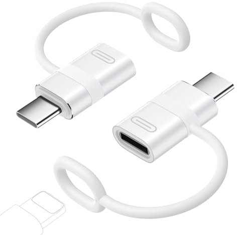 MoKo Lightning auf USB C Adapter 2 Stück, USB-C auf Lightning Adapter mit 60W PD Schnellladung für iPhone 15/16/16 Pro Max/Plus, Galaxy S24, iPad, Nicht für Audio/OTG, Weiß