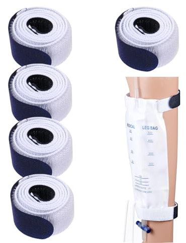 Confezione da 4 Sacche per Gamba del Catetere Lunghezza Totale 66.5 cinghie Sacca per Urina Cinghie Bianche Dispositivo di Stabilizzazione del Supporto del Catetere Cintura Porta Catetere per il