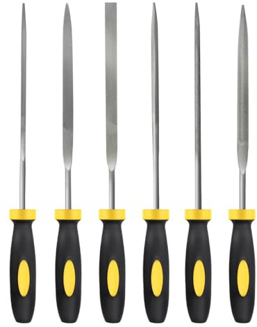 MORROWIND Metal Needle File Set, 6 Pcs Small Precision Files, Hardened Steel Mini File Kit for Deburring, Shaping, Smoothing Metal Wood Plastic with Ergonomic Handle, 0.11x5.51 inch (Yellow)
