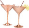 Mosscoff Kupferne Martini-Gläser, 2er Set 280ml Von Hand gehämmerte, massive Kupferbecher mit exquisitem Verstärkungsring. - Bonus-Strohhalme aus reinem Kupfer