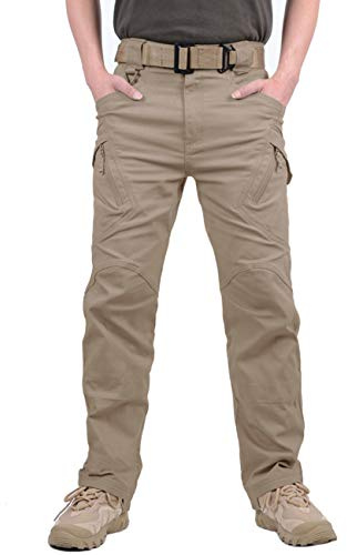 MAGCOMSEN Mens Outdoor Durable Multi Pockets Relaxed-Fit Tactical Cargo Pants Work Trousers Khaki 36