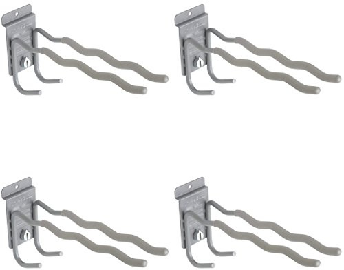 StoreWALL Heavy Duty Slatwall Tool Hook with CamLok Wall Locking Mechanism and Notched Double Hook (Pack of 4)