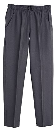 Pantalón Adaptado Hombre - Verano - Pantalon Vestir con Goma en la Cintura - Tallas Grandes - Gris/Marino/Tostado (Gris, XL)