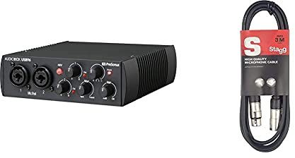 PreSonus AudioBox USB 96-25th Anniversary Edition, Ableton Live Lite DAW and more for recording, streaming and podcasting & Stagg SMC3 3m XLR to XLR Plug Microphone Cable, Black