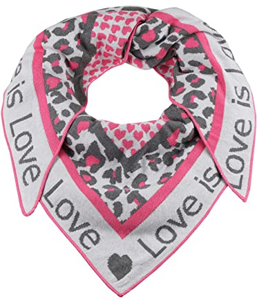 Zwillingsherz Sciarpa triangolare Love is Love Stola in lana per donne, ragazze, ragazzi e bambini, in cotone di alta qualità, con motivo a leo e cuore, sciarpa da donna per estate, autunno, inverno,