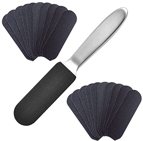 Wenxiaw Lima per Piedi in Acciaio, Raspa Piedi per Pedicure Professionale, Lime per Unghie con 22 Pezzi Lime di Ricambio, Lavabile a Doppia Faccia - Lima per Calli e Duroni, Raspa Rimuovi Calli