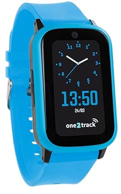 one2track - Smartwatch Kinder - Connect UP Blau - Kinder Smartwatch mit GPS - Serverstandort Niederlande - SOS Taste - 4G Videoanrufe - Ab 4 Jahren - Eltern App - Integrierte SIM Karte
