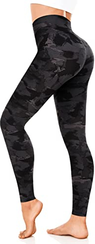 FuelMeFoot Damen Kurze Sporthose High Waist Yoga Sport Shorts Leggings für Sommer Leggins Radlerhose Fitness Hotpants Gym Bike 1 Pack-09-Schwarze Camo S/M