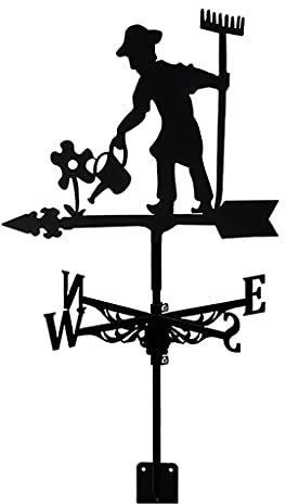 SGerste Wetterfahne Ornament, Retro-Dach, Gartenzaun, Heimdekoration, Richtungsanzeige, Edelstahlhalterung für den Außenbereich, für Garten, Hof, Bauer (Bauern)