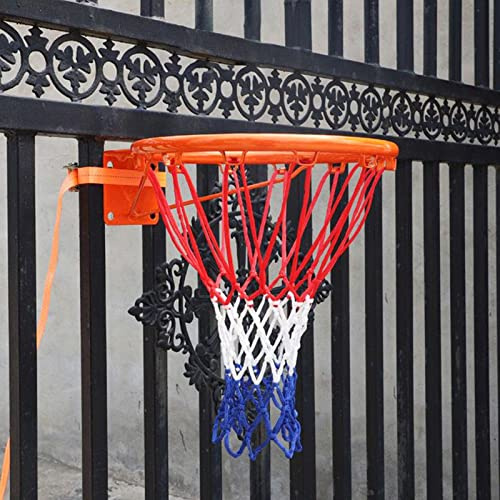 DAKAJA Outdoor Basketball Hoop Set for Fence/Tree/Post, Pro Basketball Goal with 2 Adjustable Strap & Nylon Net, Wall-Mounted Basketball Rim Kit (Color : Punch-free adult models)