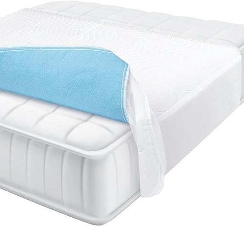 TOLKO wasserdichte Inkontinenzunterlage mit Flügeln waschbar 95°C | Bettunterlage 90x75cm | Bett Einlage für Matratzen Matratzenschutz Matratzenauflage Inkontinenzauflage mit Saugvlies Nässeschutz