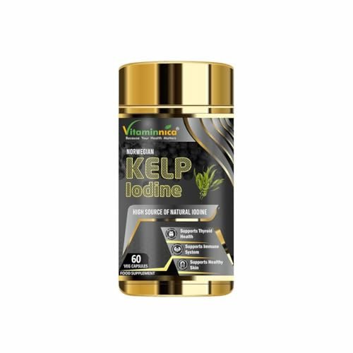 Vitaminnica Norwegian Kelp Iodine- 60 Capsules | 450μg Iodine per Capule | Thyroid Support Supplement
