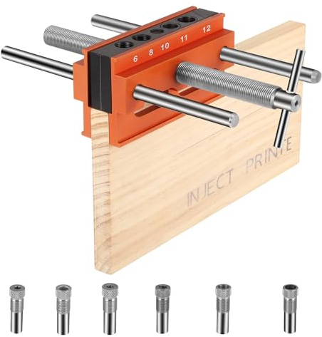 Self Centering Doweling Jig Kit,Drilling Guide Bushings Set,Dowel Jigs Woodworking Tools with 6 Bushings,Adjustable Holes Biscuit Joiner Set for 10mm to 170mm
