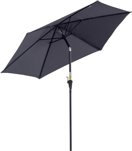 azorex Sombrilla Parasol Reclinable para Jardín Patio Terraza Playa Piscina con Manivela Protector UV Φ2.7x2.35m Aluminio (Negro)