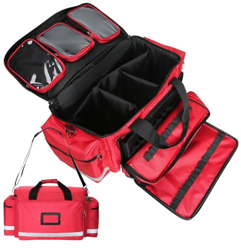 Trousse De Premiers Secours Vide Trousse d'Urgence - Résistant à l'Eau Résistant à l'Usure Réfléchissant Réglable Pour Voyage, La Maison, La Voiture, Le Lieu De Travail Et l'Extérieur Rouge 30*45*55cm