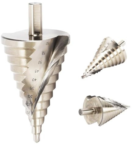 Stufenbohrer,Bohrungsgrößen 6-60mmSpiralnutbohrer,12 Loch-Größen,Kegelbohrer-Schälbohrer Blechbohrer Step Drill Bit