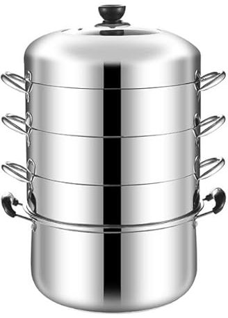 Stainless Steel 4 Layers Large Capacity Steam Pot Thickened Soup Steamer for Gas Stove & Induction Hob - Household Cooking Essential