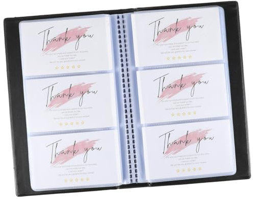 HOMSFOU Visitenkartenhalter Klein Mit Ordner Organizer Visitenkarten Visitenkartenetui Visitenkartenbuch Visitenkartenordner Visitenkartenaufbewahrung Schwarze Pvc Innenseite