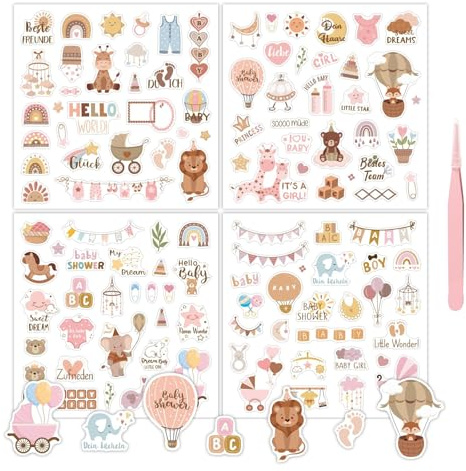 THXFUNAREA 8 Unidades de 220 Pegatinas para Álbum de Fotos de Bebé y Niños, Calendario, Álbum de Recortes, Decoración de Fiesta