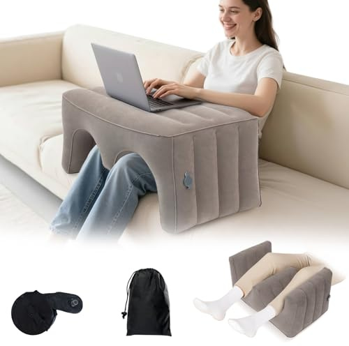 Bloomoja Inflatable Reading Pillow, Laptop Lap Desk with Inflatable Bag, Adjustable Gaming Pillows for Bed, Couch, Floor, Portable Leg Elevation Pillow for Comfortable Reading, Working, Crocheting