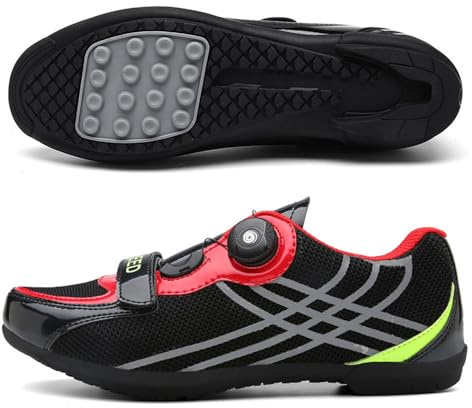 Treer Zapatillas Ciclismo Montaña Zapatillas de Ciclismo Base Goma Antideslizante Ligeros Zapatos Bicicleta Montaña Hombre Calzado Bicicleta Sin Cleats 36-47EU (Negro,43)
