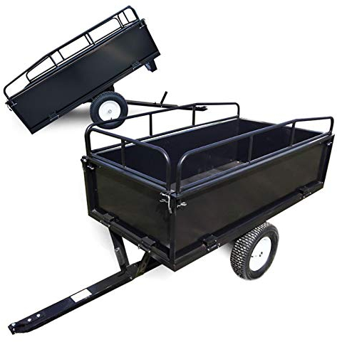 Wiltec Rimorchio per trattorino tagliaerba, ribaltabile 200x78x94,5 cm, cassone con estensione tubolare