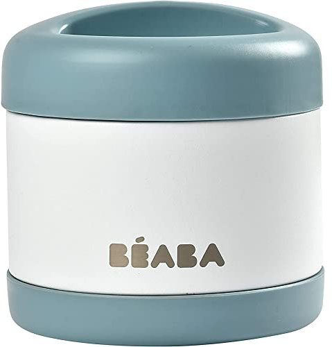 Béaba - Vasetto Termico per Conservazione Alimenti, per Neonati e Bambini, 100% Ermetico, Inox, Conserva Caldo/Freddo per più di 5 Ore, Doppia Parete, 500 ml, Blu/Bianco