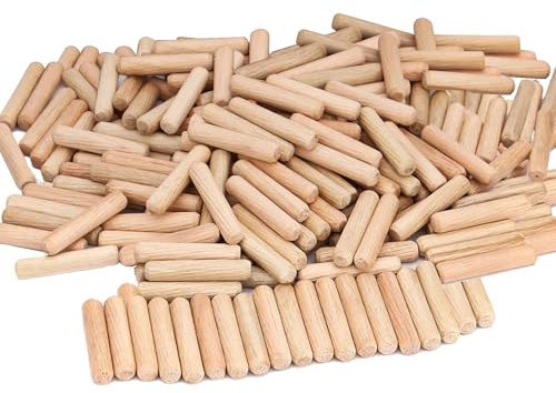 ZOENHOU 1000 PCS 6mm x 1 1/2ââ Wooden Dowel Pins, Straight Dowel Rods Made of Hard Wood, Fluted Wood Dowel Plugs with Beveled Ends Tapered for Easy Insertion, Accessory Kit for Woodworking Furniture