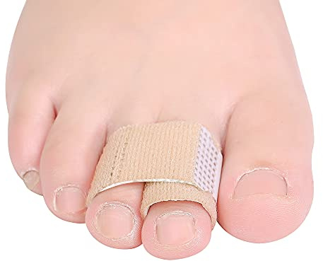 DYKOOK Broken Toe Support Wrap 8 Pcs/Pack, Fabric Toe Splints Strap Bandages Cushioned Finger Protectors Straightener Separators