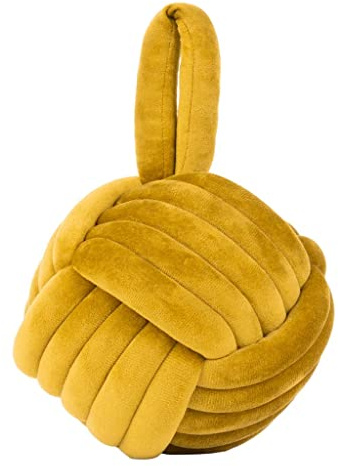 Furn Knot Velvet Door Stop – Decorative Weighted Doorstop for Light & Interior Doors, Soft Plush Modern Home Decor (Ochre)