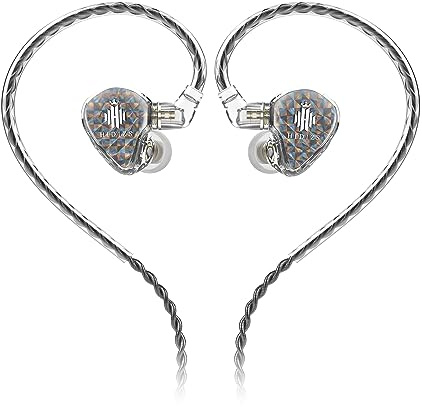 Hidizs MS1 Galaxy In Ear Monitor Auriculare, 2DD Controlador Dinámico De Circuito Magnético, 3,5 Mm, Control en Línea, Cable Desmontable de 0,78 Mm y 2 Pines, Transparente, sin Micrófono
