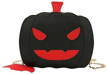 PORRASSO Halloween Citrouille Sac à Bandoulière Femme Sac D'épaule Diable Sac à Main Sac de Messager pour Festivals Voyage Usage Quotidien Noir