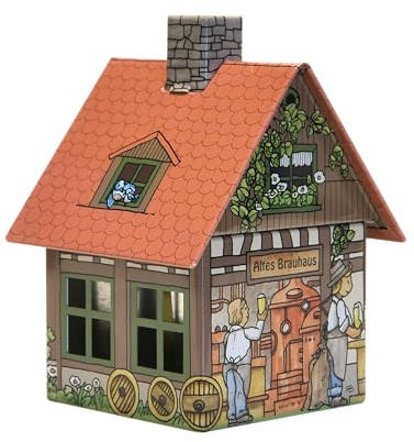 Crottendorfer – rökhus metall inkl. rökelsehållare – för rökelseljus stl. M – mått: 7,2 x 7,8 x 9,8 cm – motiv: Bönhus – Made in Germany