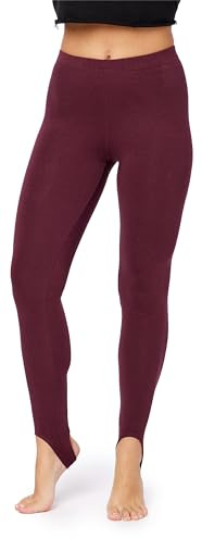 Bellivalini Leggins Calientes Mujer Termo con Estribo Mallas Invierno Cálidas BLV50-321 (Vino, S)