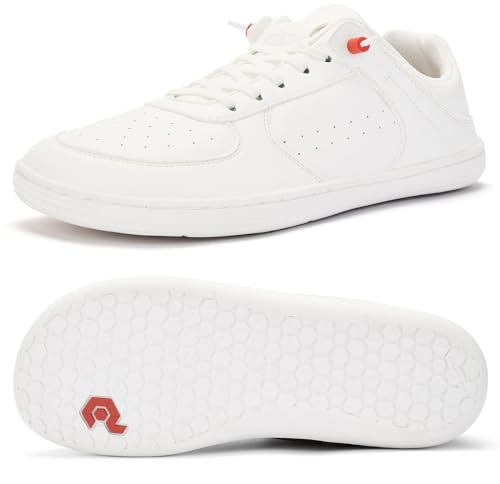 Pulltop Barefoot Wide Toe Box Shoes for Men - Minimalist Barefoot Dress Shoes Sneakers Zero Drop Slip on Walking Non Slip Shoes for Men White Size 13 Wide