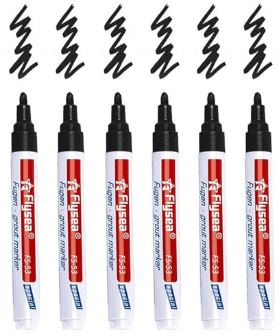 Stylo à Coulis 6 Pièces - Grout Pen pour Restauration et Réparation de Jointoiement - Marqueur Mur Salle De Bain Plancher Cuisine - Noir